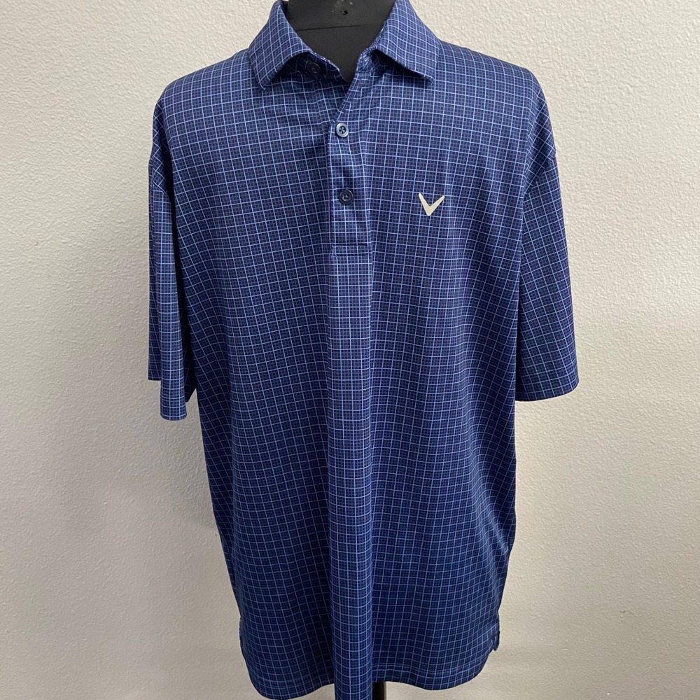 Callaway Mens Large Blue Grid Opti-Dri Golf Polo Shirt Short Sleeve‎ READ - Picture 5 of 7